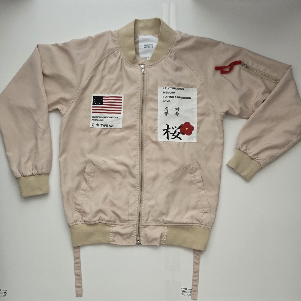 Profound Aesthetic Aeronautics Nylon Flight Jacket in Light Cream Size Small UGC